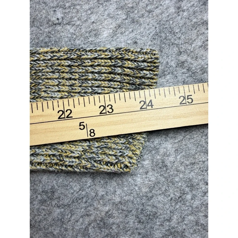 Heather B Marled Cotton Open Knit Sweater XS Gray Mustard Boho Textured Pullover